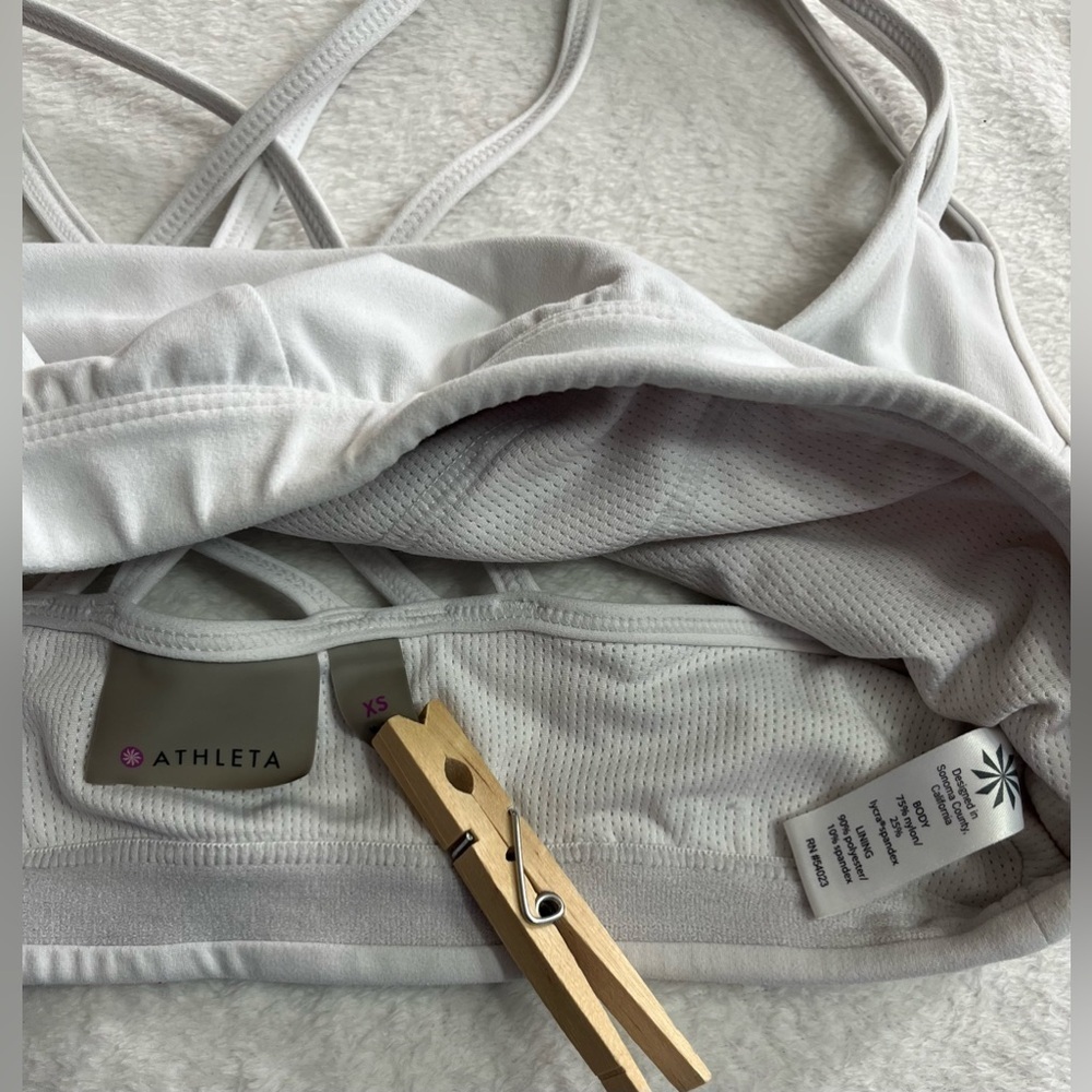 Athleta womens XS white sport bra & purple geometric activewear leggings bundle - Picture 6 of 16
